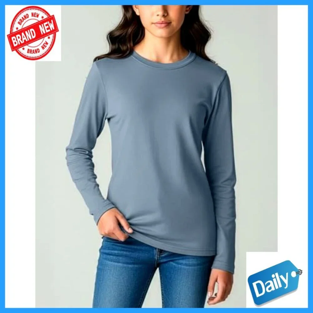 Girls Long Sleeve Cotton Tees 4-Pack Athletic Fit Youth Sizes